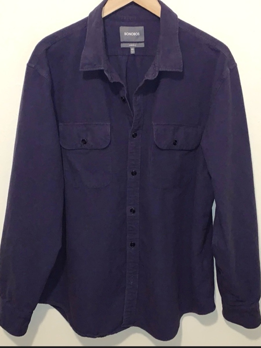 Bonobos Mens Standard Fit Flannel Shirt Brushed Cotton Pocket Button Blue XXL